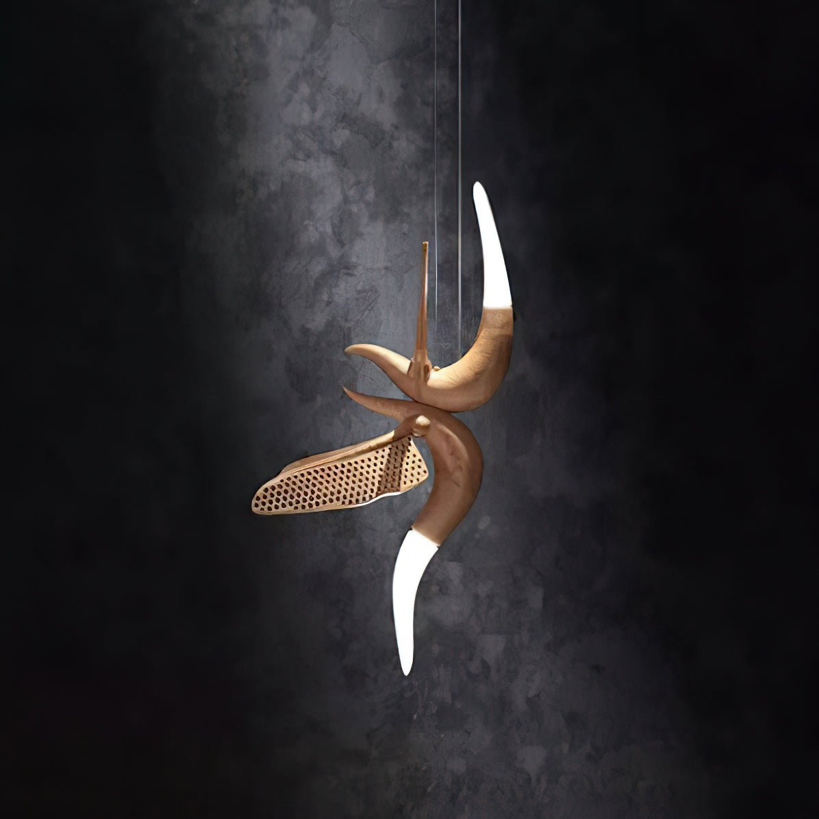Lustre Nautile en bois et métal – vue 40