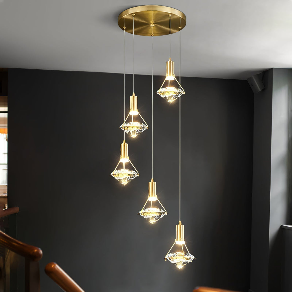 Suspension Tilbury en cristal et laiton – vue 21