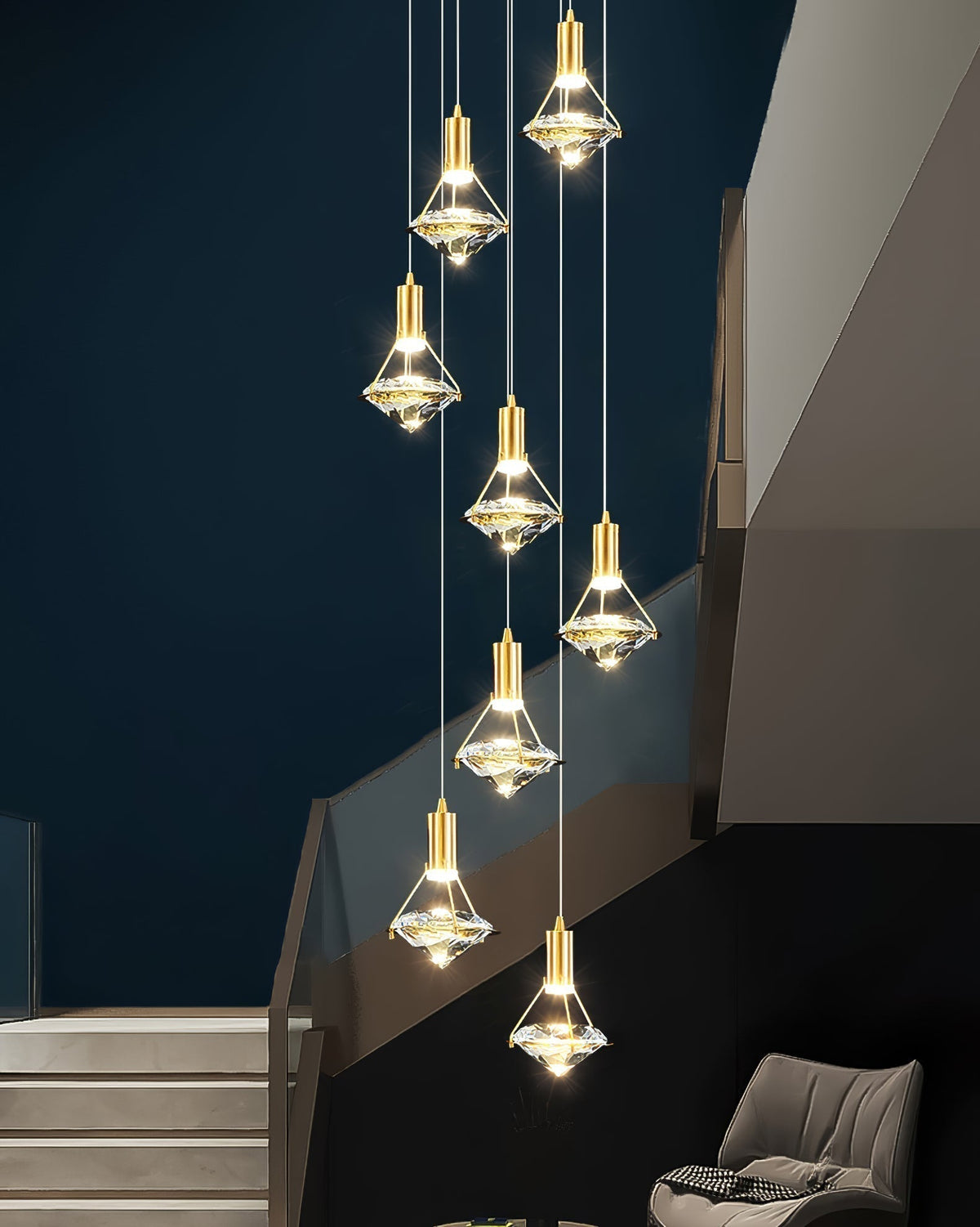 Suspension Tilbury en cristal et laiton – vue 29