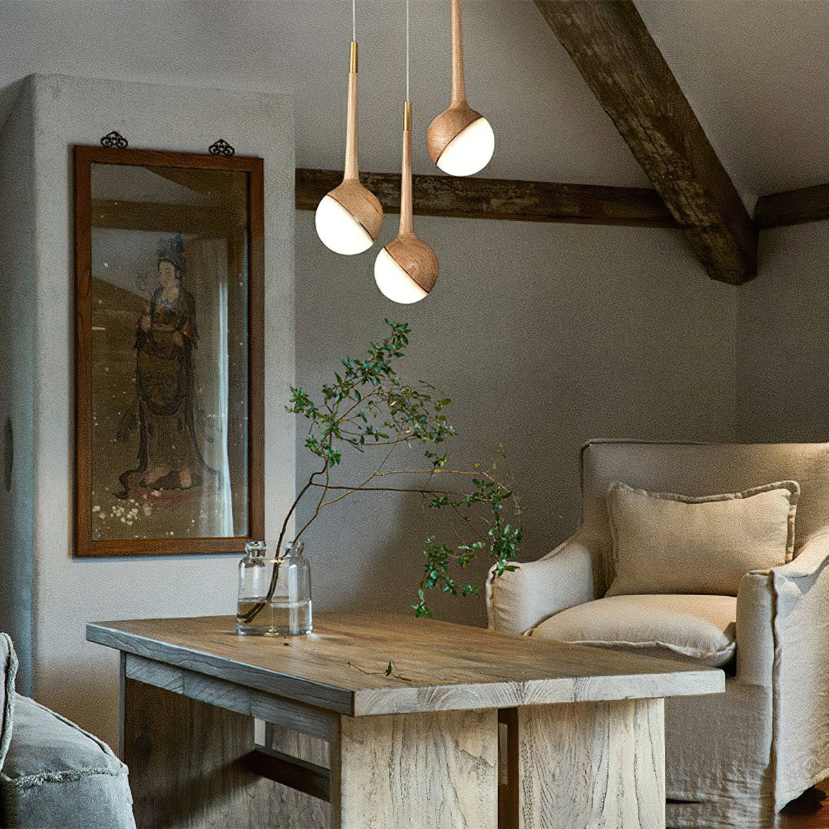Lustre Corinne en bois et métal – vue 4