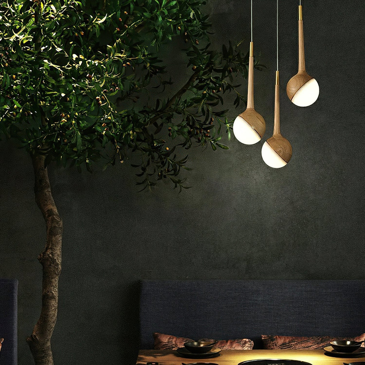 Lustre Corinne en bois et métal – vue 9