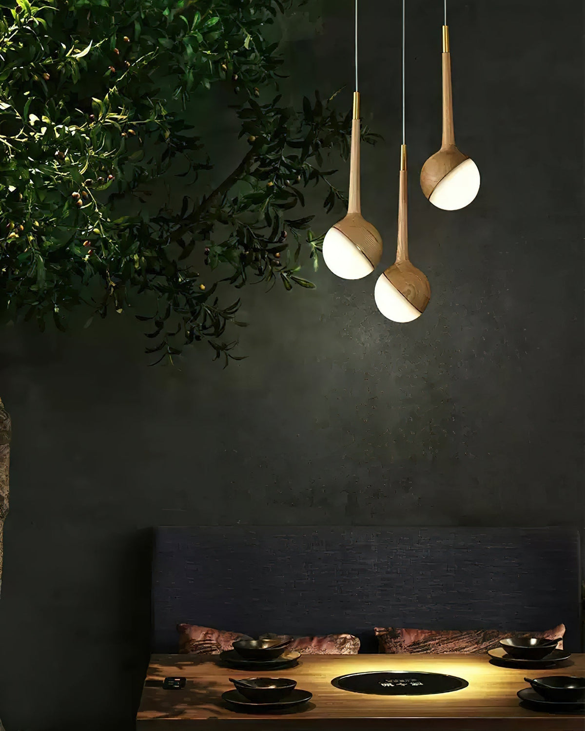Lustre Corinne en bois et métal – vue 10