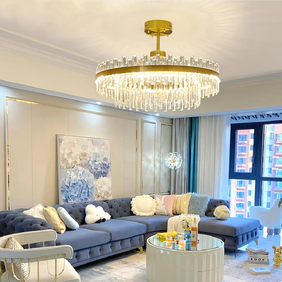 Lustre Bise en cristal et laiton – vue 4