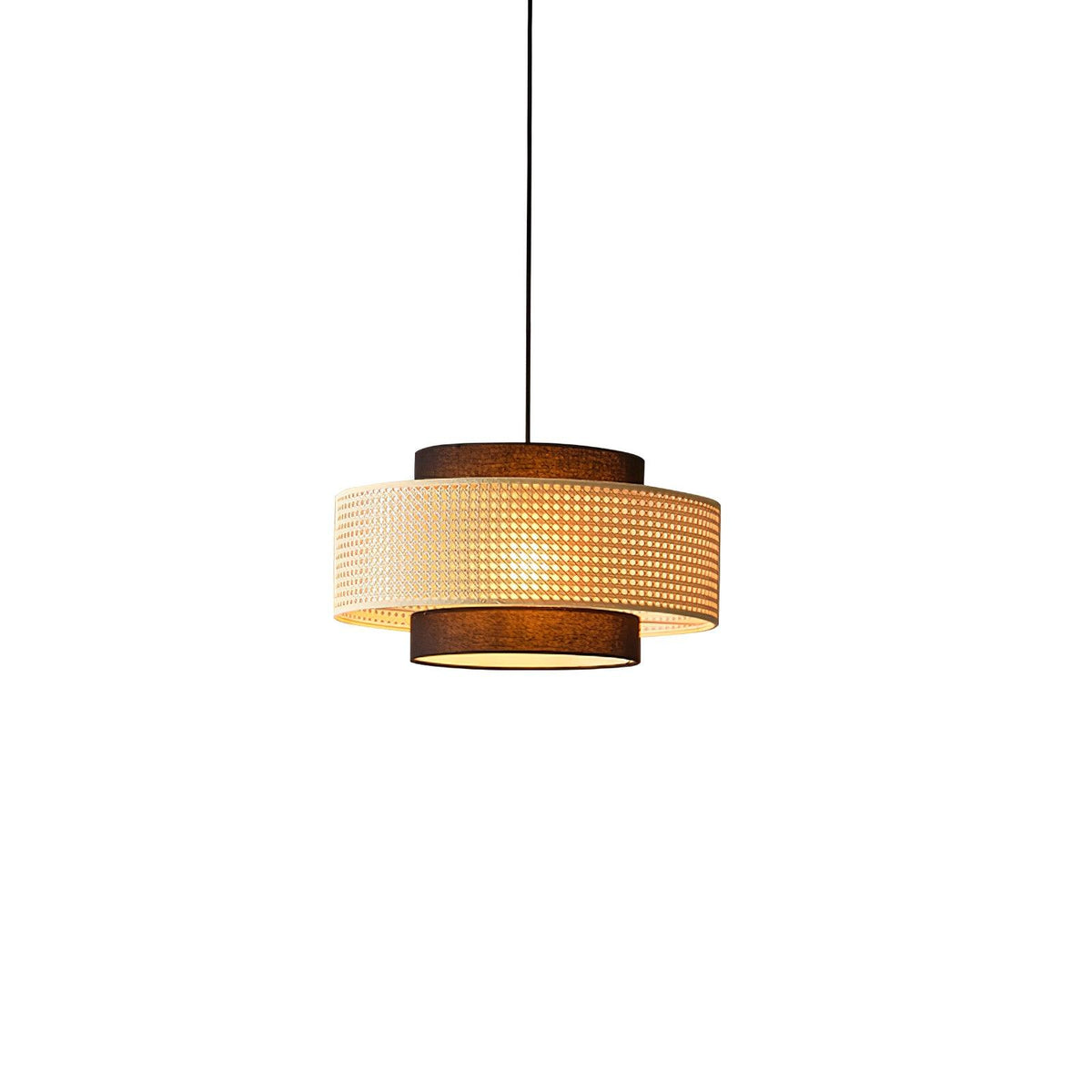Suspension Beaune en rotin et tissu – vue 2