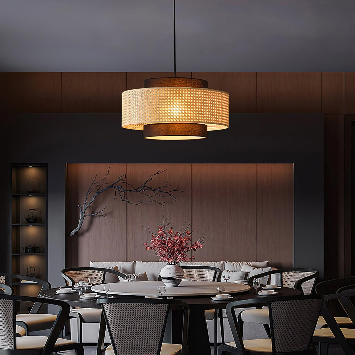 Suspension Beaune en rotin et tissu – vue 21