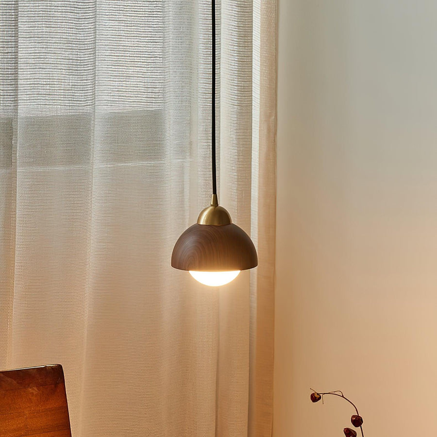 Suspension Pivoine en laiton et bois – vue 3