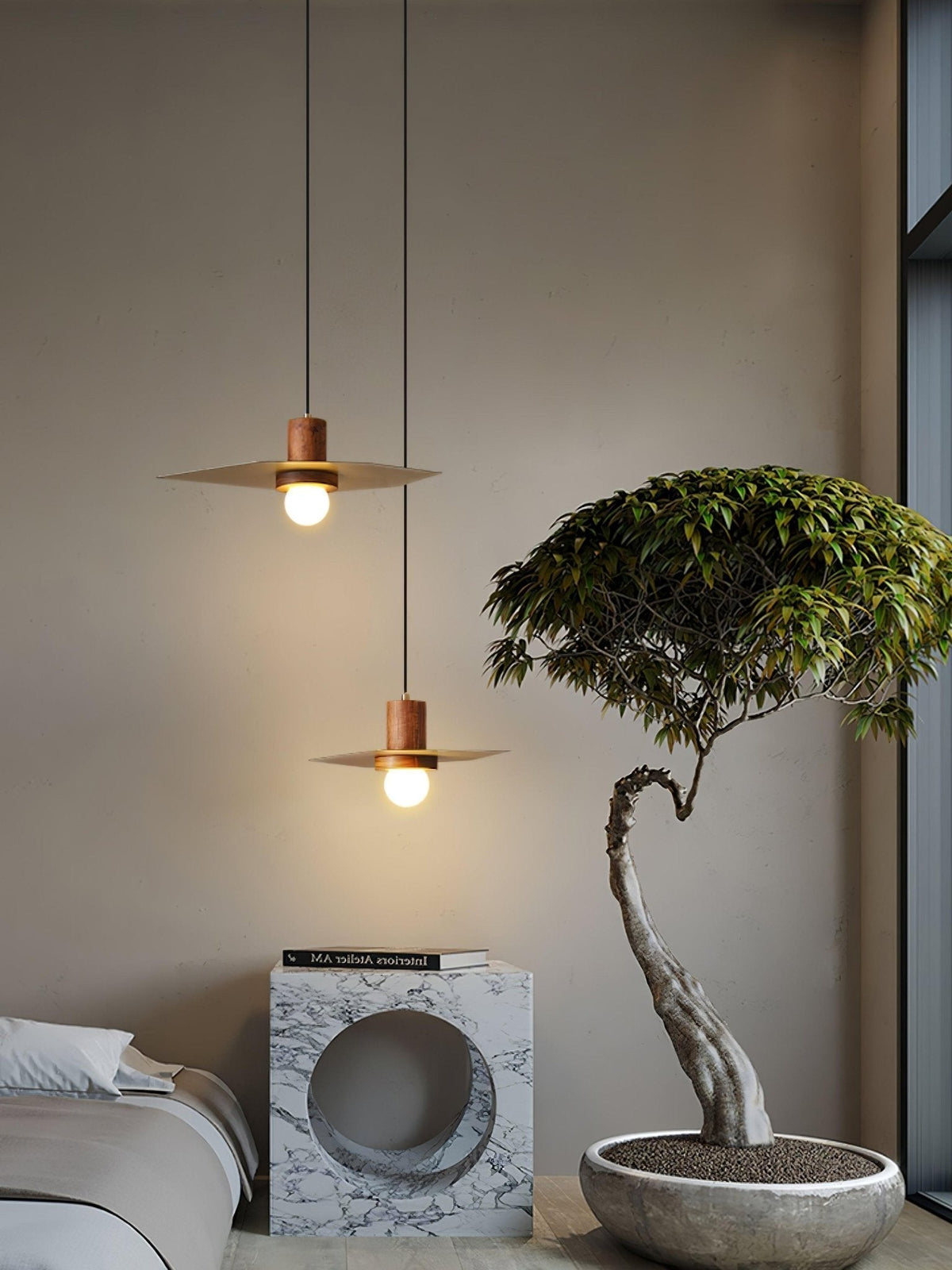 Suspension Hélice en bois et verre – vue 17