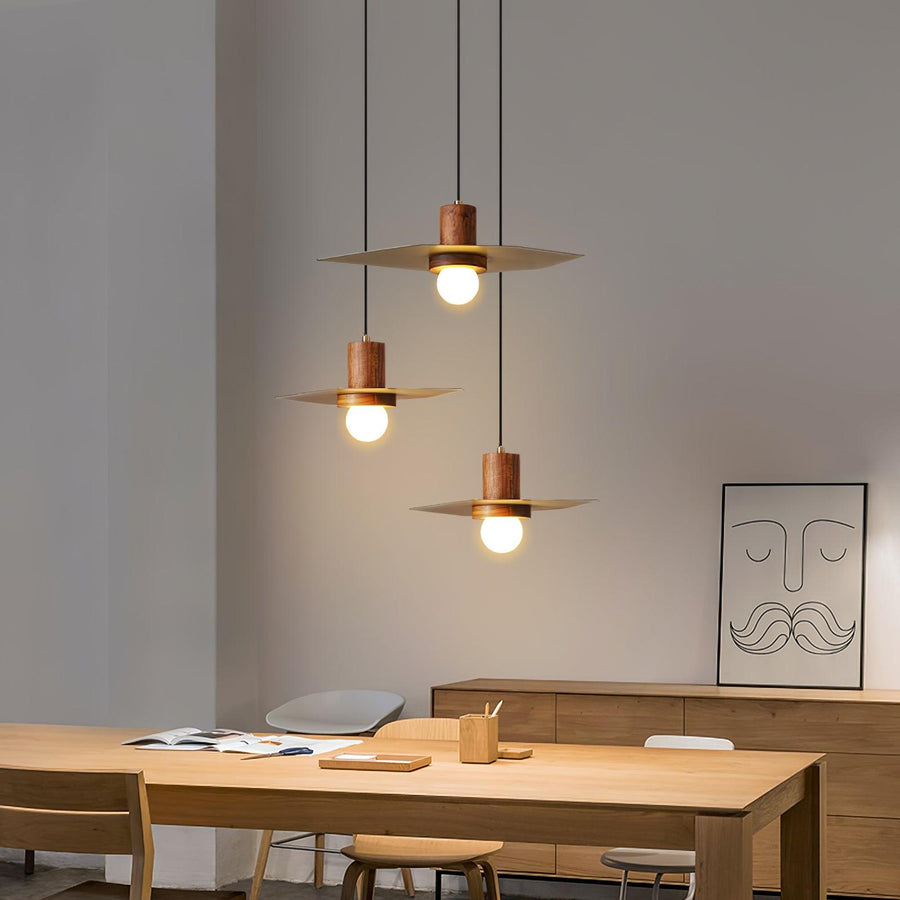 Suspension Hélice en bois et verre – vue 4