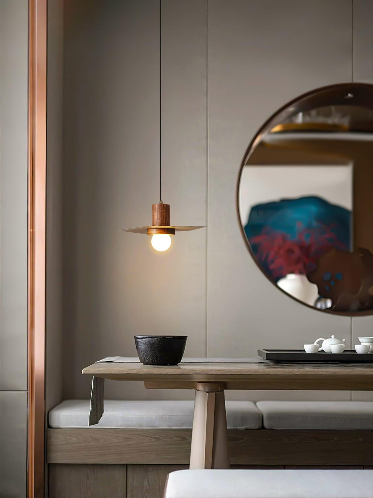 Suspension Hélice en bois et verre – vue 12