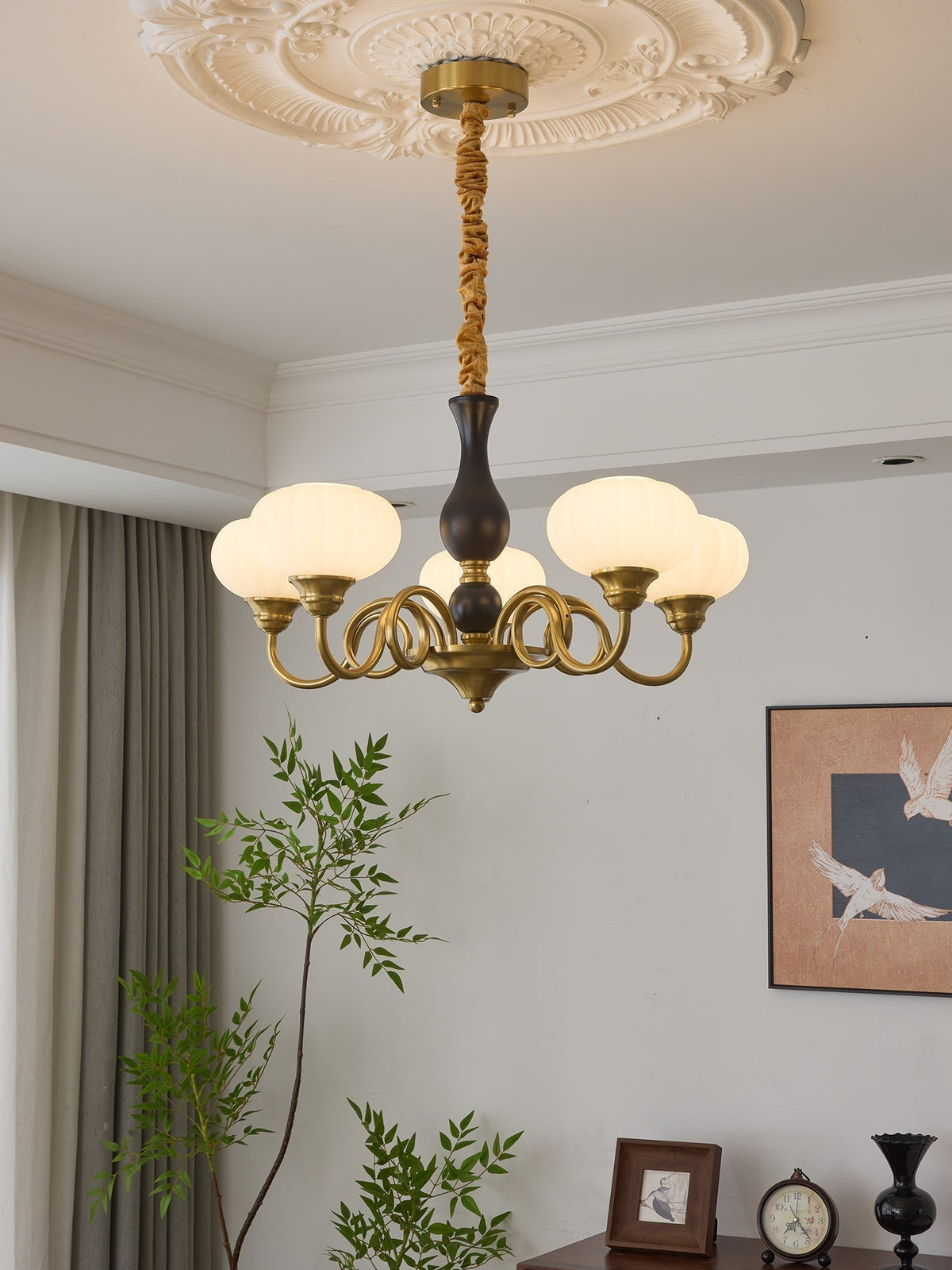 Lustre Ulysse en bois et verre – vue 2