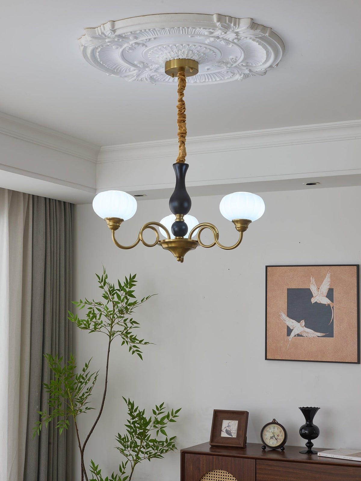 Lustre Ulysse en bois et verre – vue 5