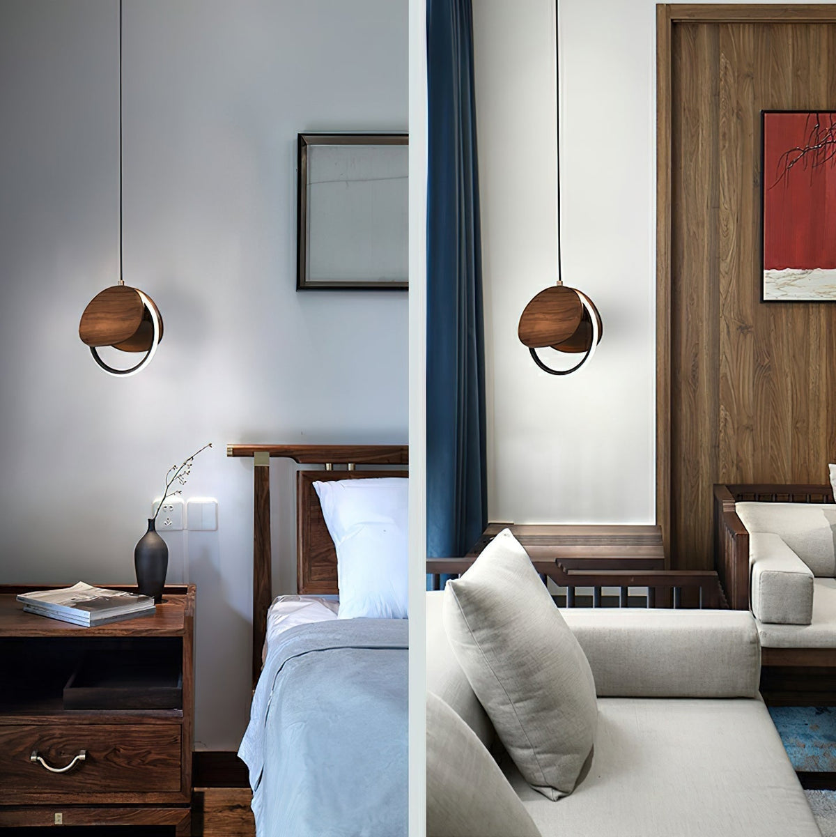 Lustre Ambleteuse en bois et métal – vue 15