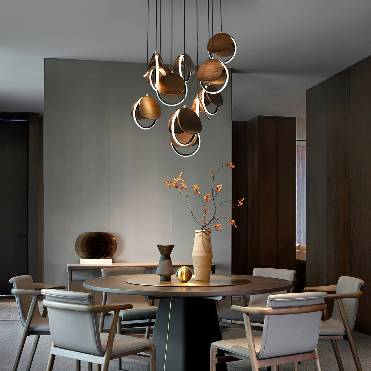 Lustre Ambleteuse en bois et métal – vue 4