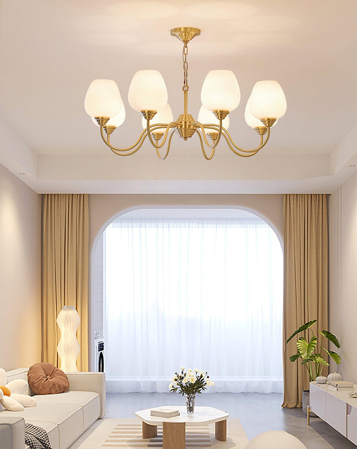 Lustre Mascaret en verre et laiton – vue 28