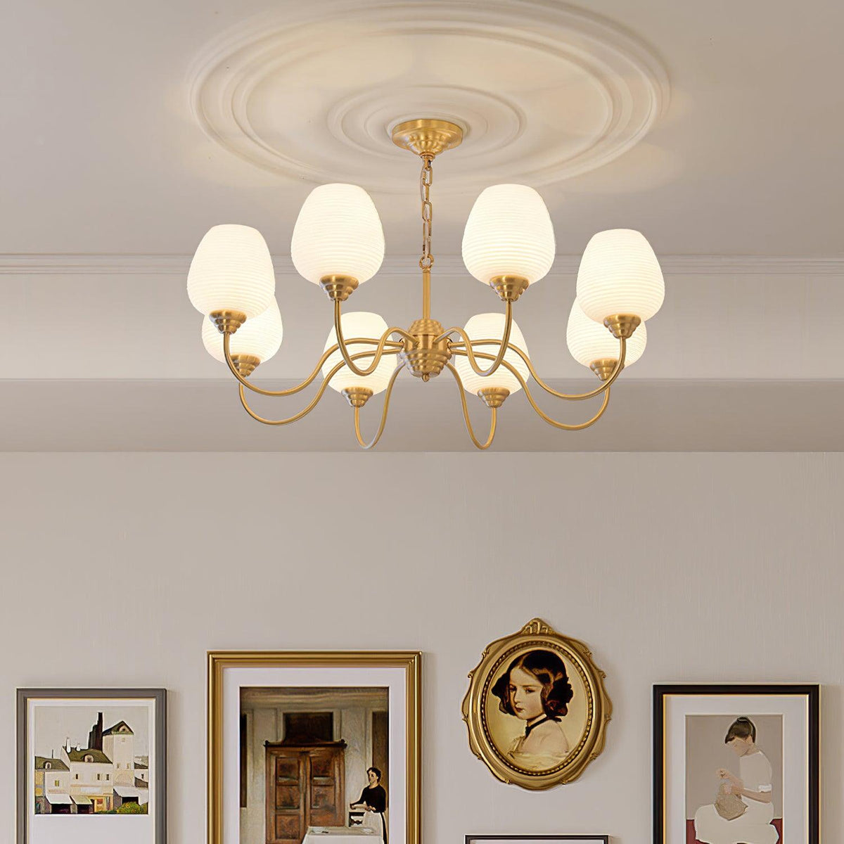 Lustre Mascaret en verre et laiton – vue 4