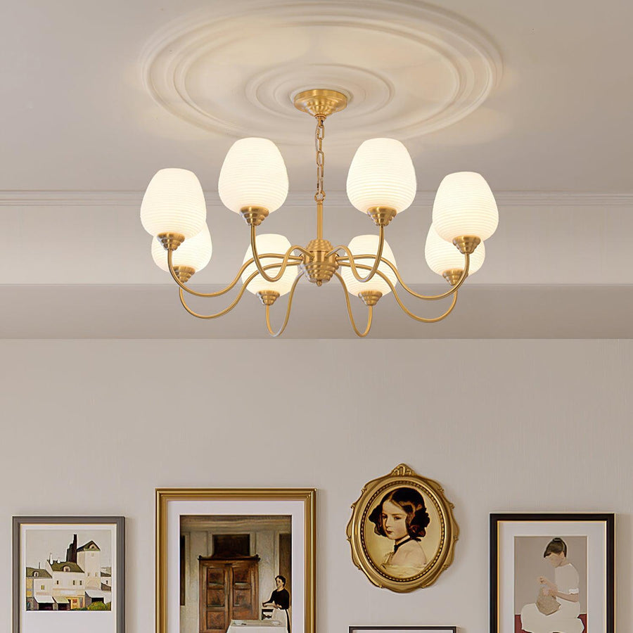 Lustre Mascaret en verre et laiton – vue 4