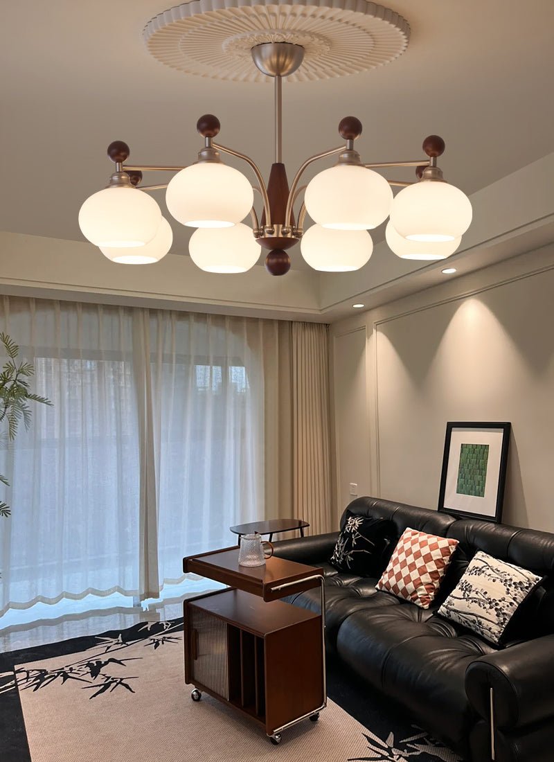 Lustre Armelle en verre et bois – vue 18