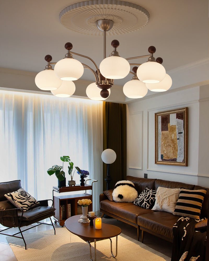 Lustre Armelle en verre et bois – vue 17