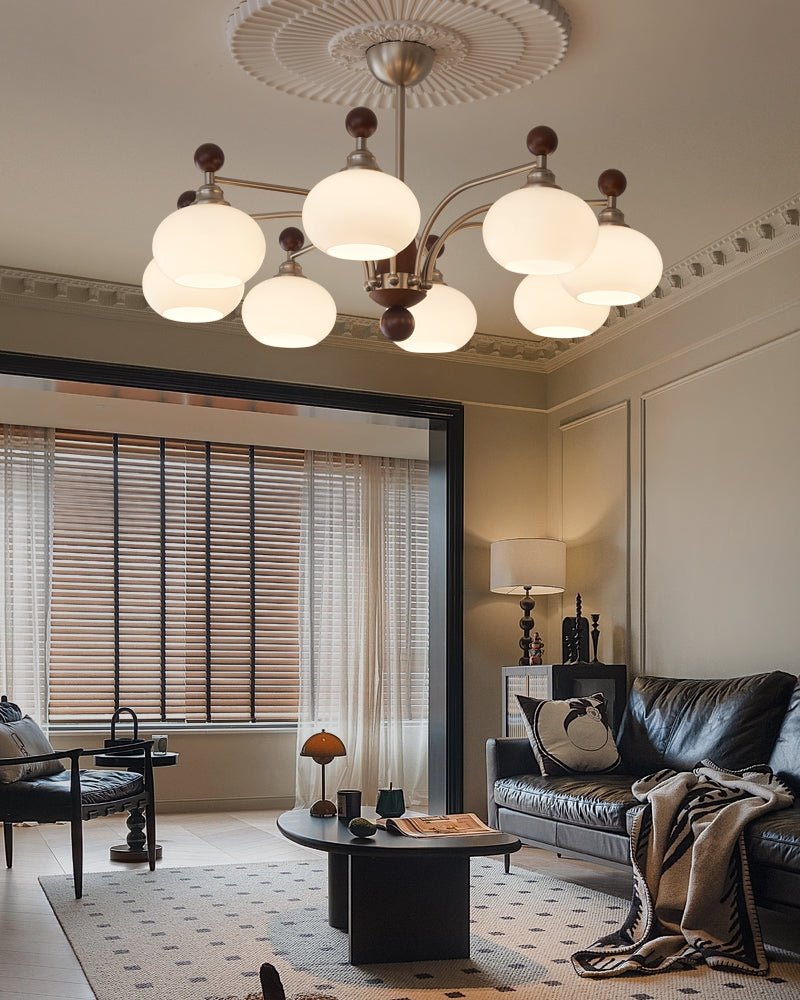Lustre Armelle en verre et bois – vue 16