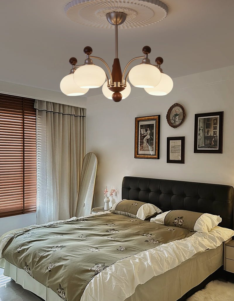 Lustre Armelle en verre et bois – vue 12