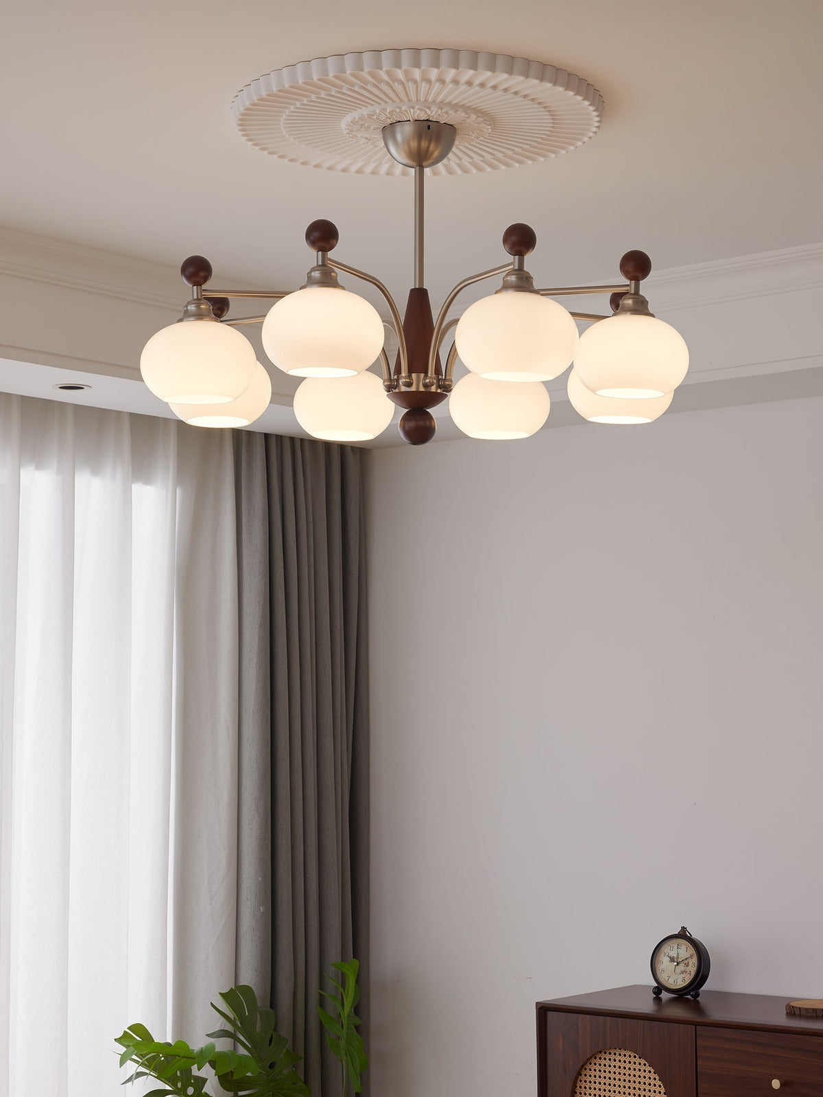 Lustre Armelle en verre et bois – vue 14