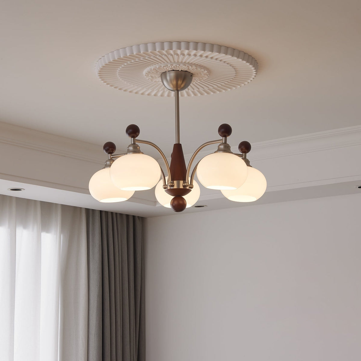Lustre Armelle en verre et bois – vue 13