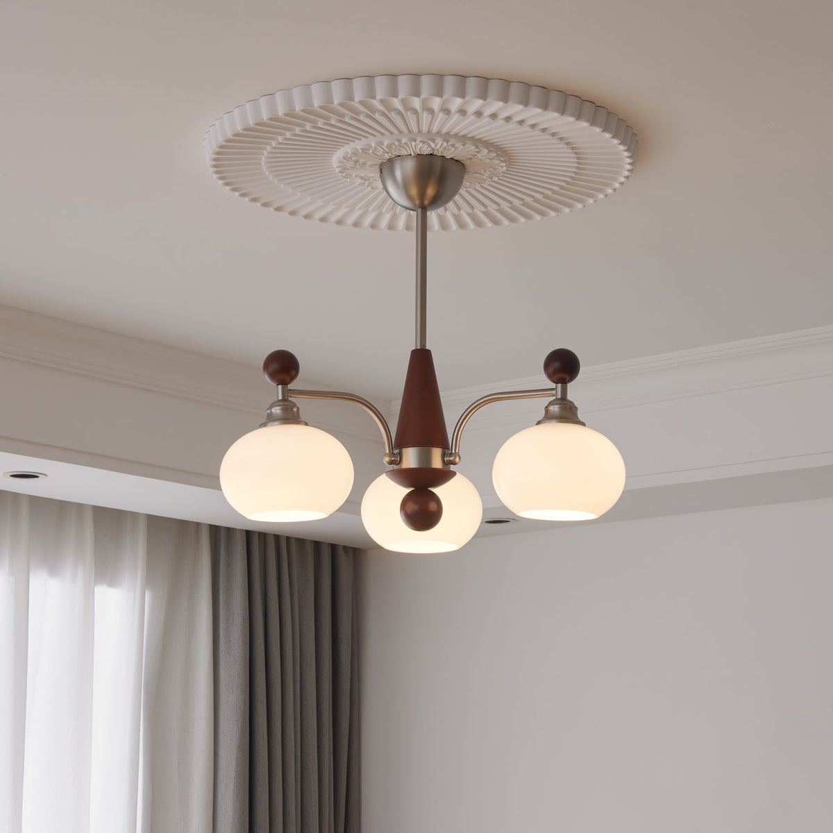 Lustre Armelle en verre et bois – vue 11