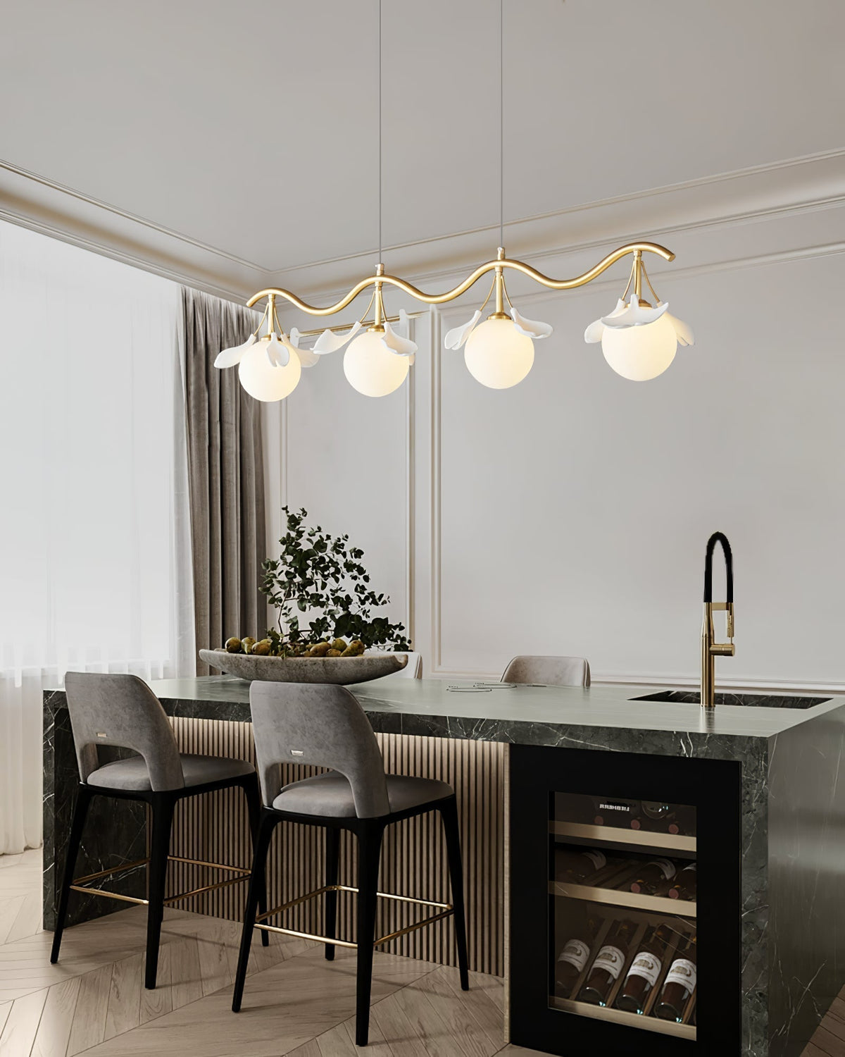 Lustre Lisbonne en céramique et laiton – vue 40