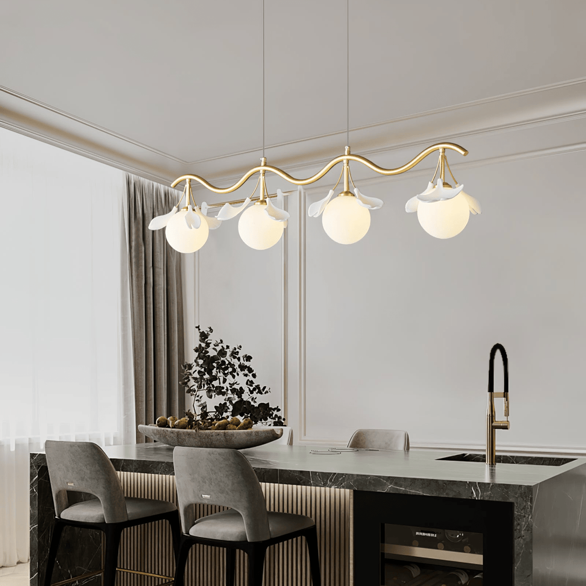 Lustre Lisbonne en céramique et laiton – vue 24