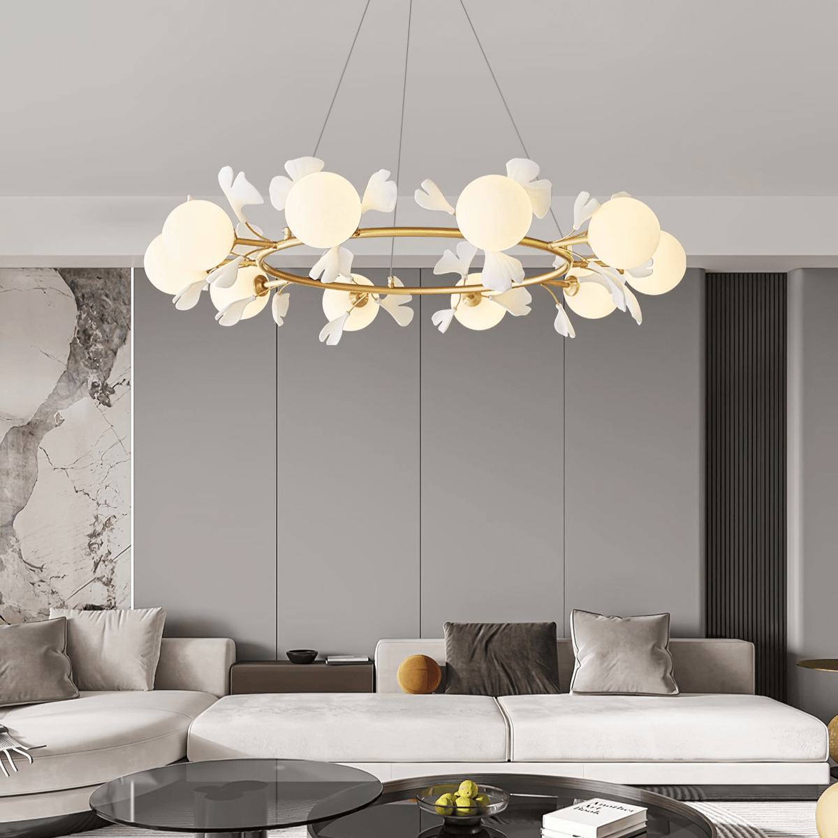 Lustre Lisbonne en céramique et laiton – vue 16