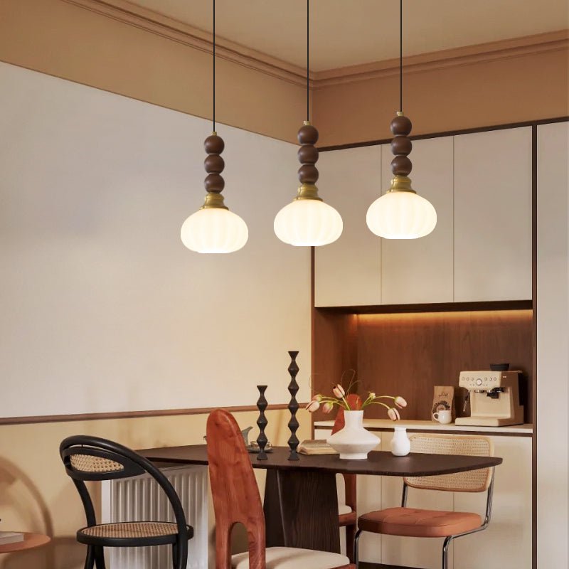 Suspension Piana en verre et bois – vue 2