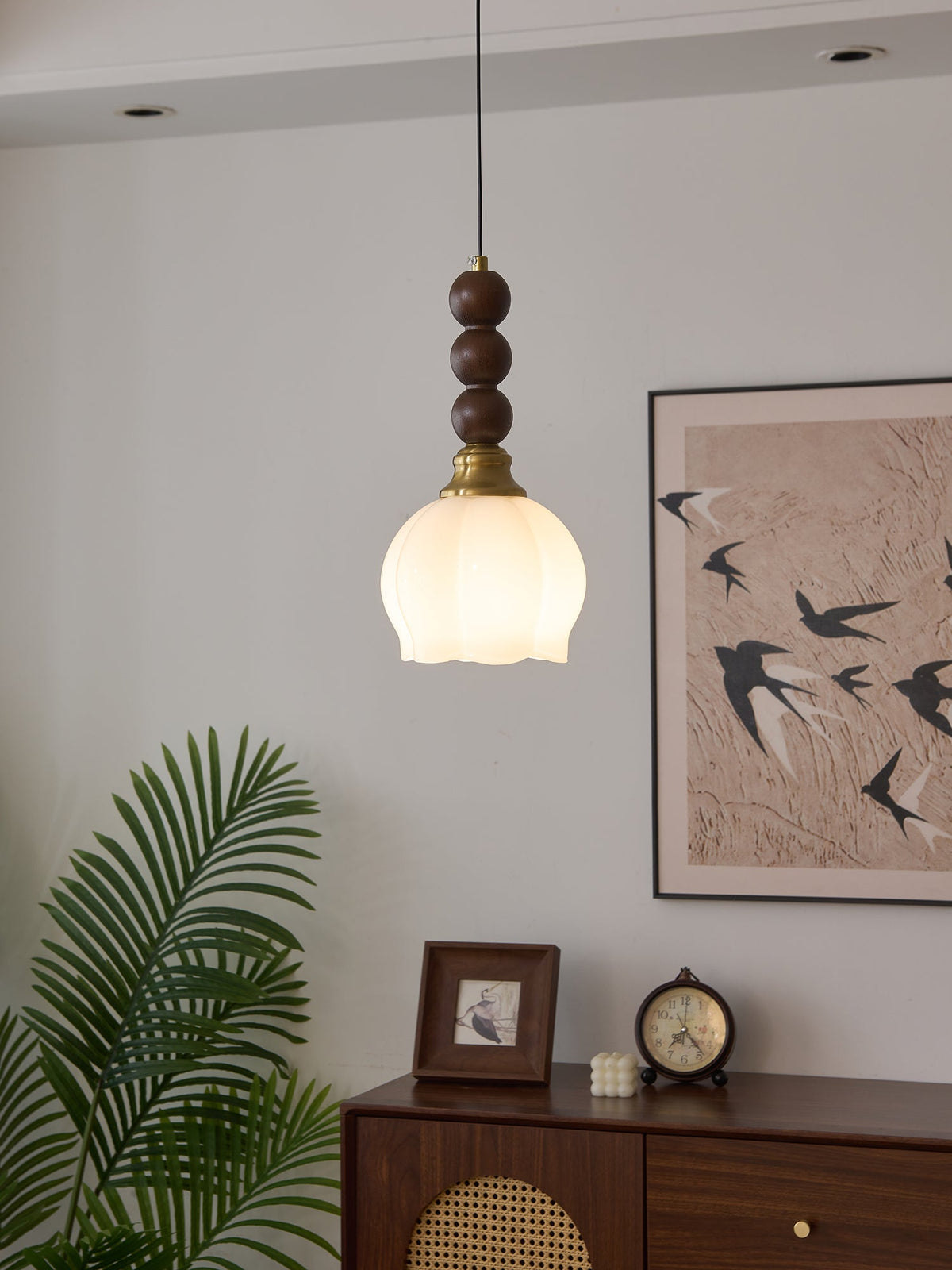 Suspension Piana en verre et bois – vue 4