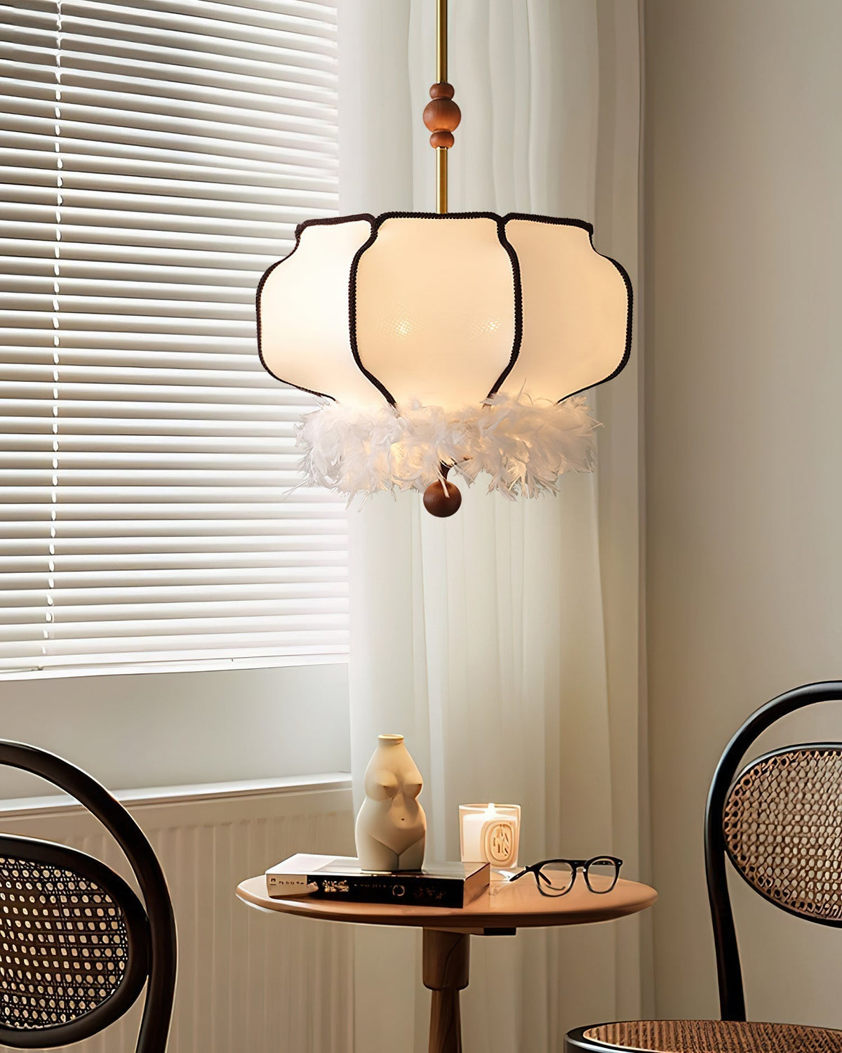 Suspension Chrysanthème en tissu et bois – vue 14