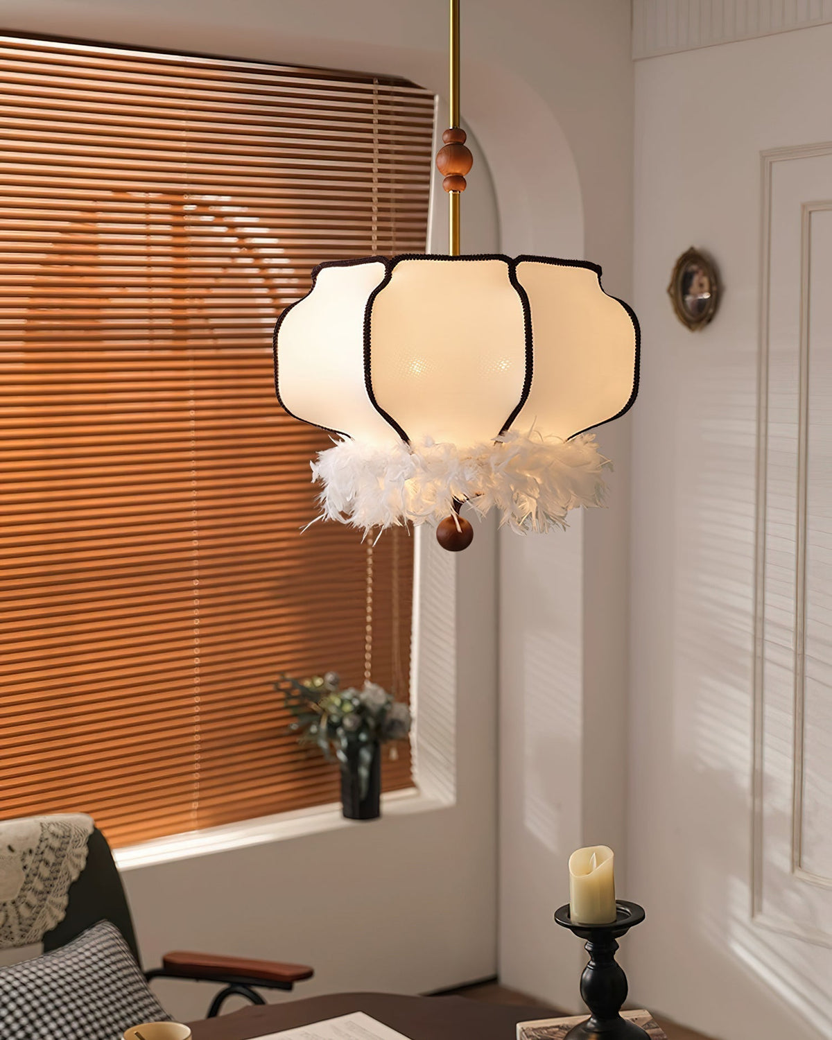 Suspension Chrysanthème en tissu et bois – vue 13