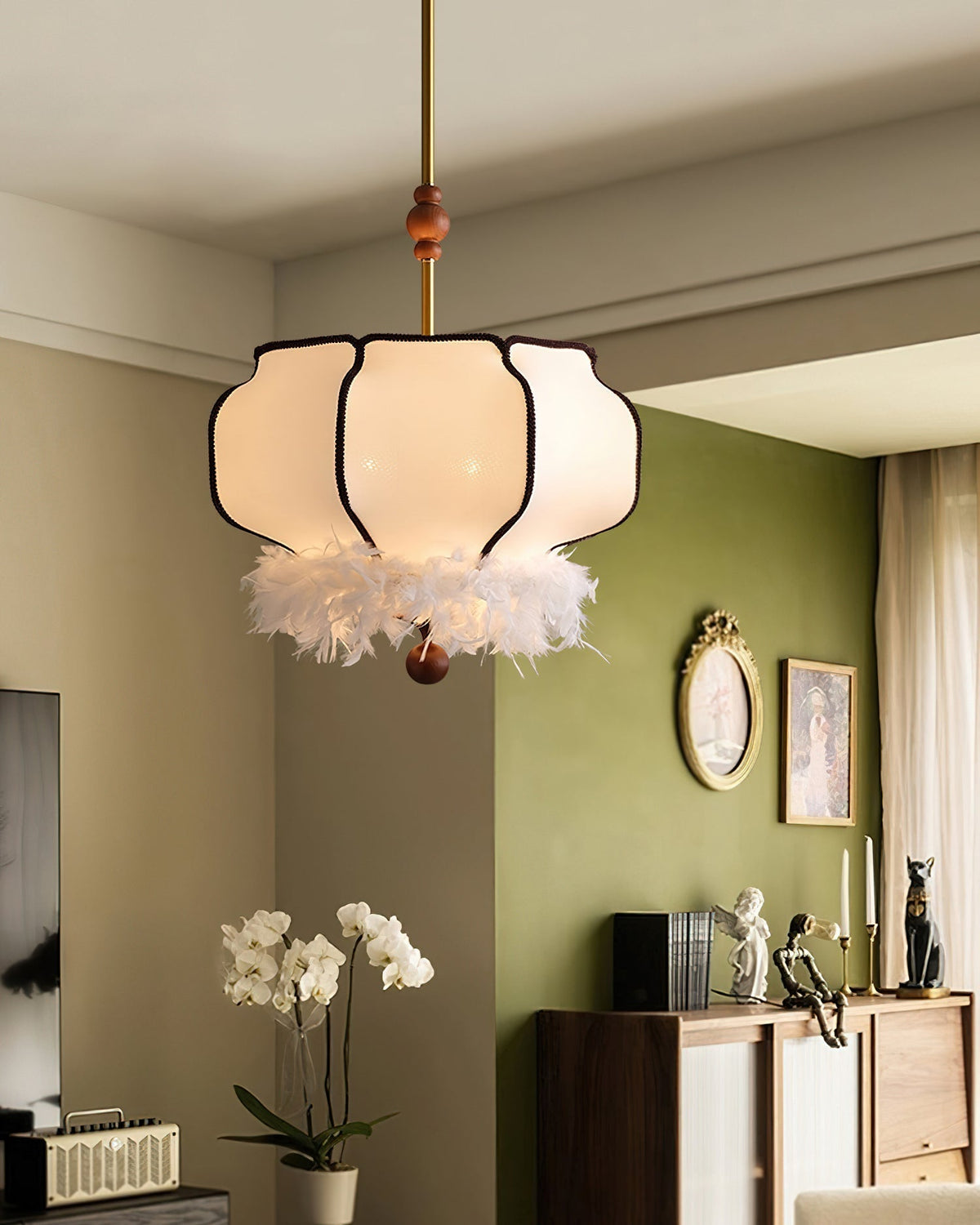 Suspension Chrysanthème en tissu et bois – vue 12