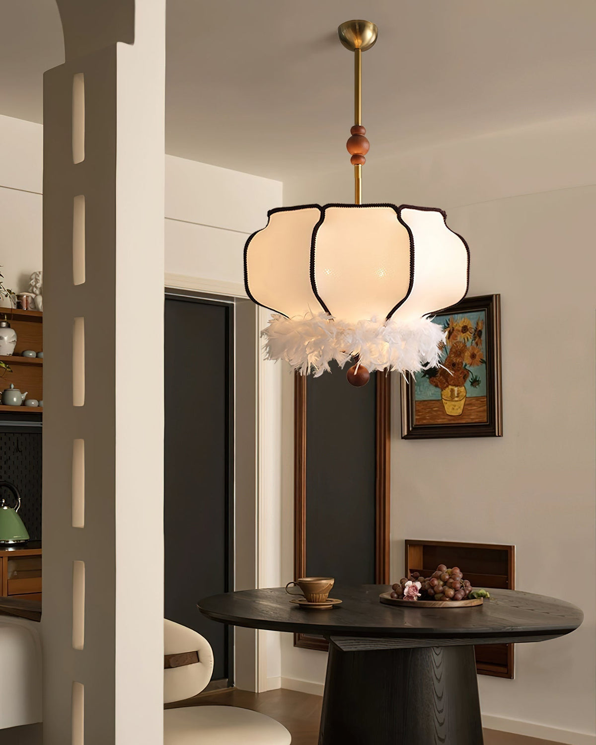Suspension Chrysanthème en tissu et bois – vue 19