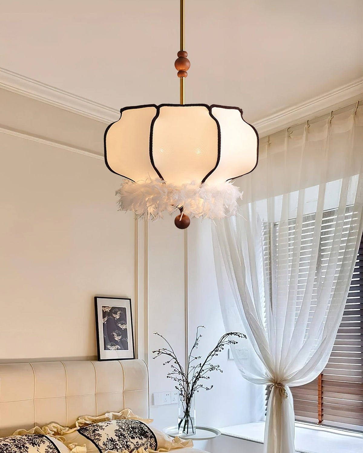 Suspension Chrysanthème en tissu et bois – vue 20