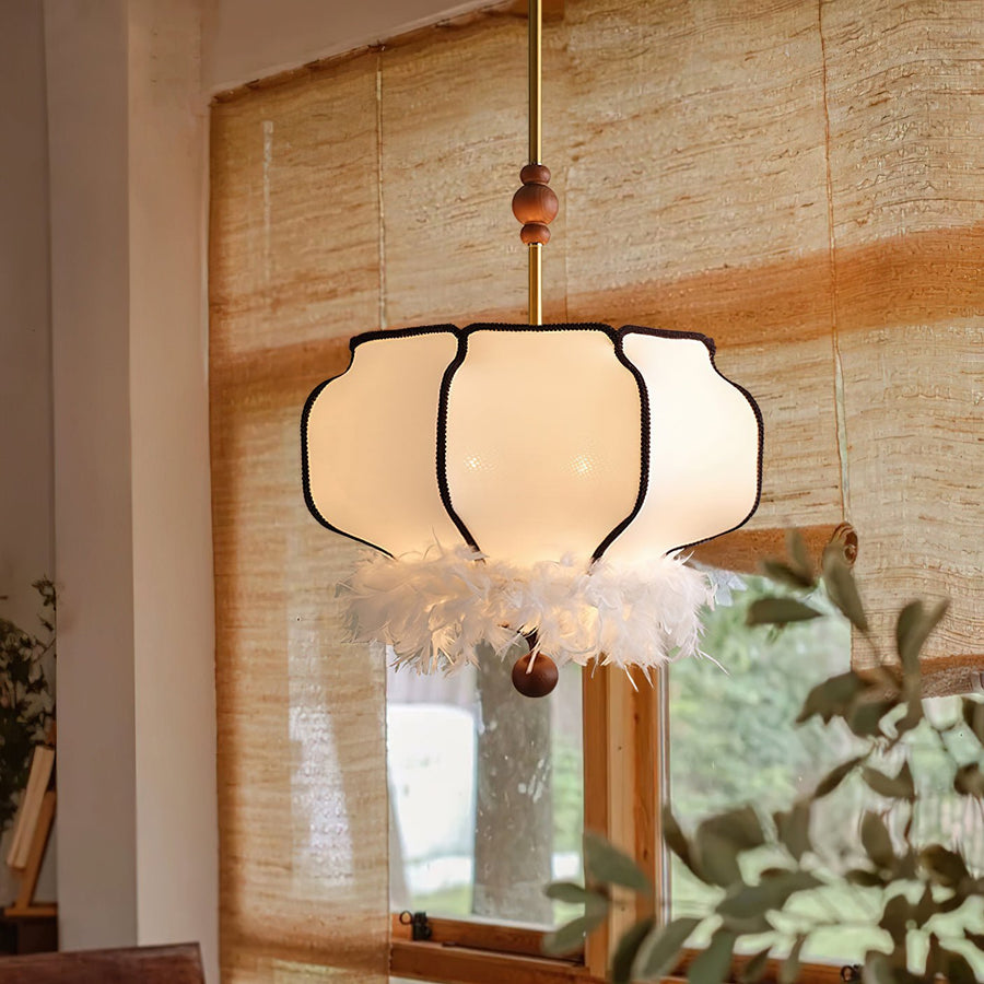 Suspension Chrysanthème en tissu et bois – vue 4