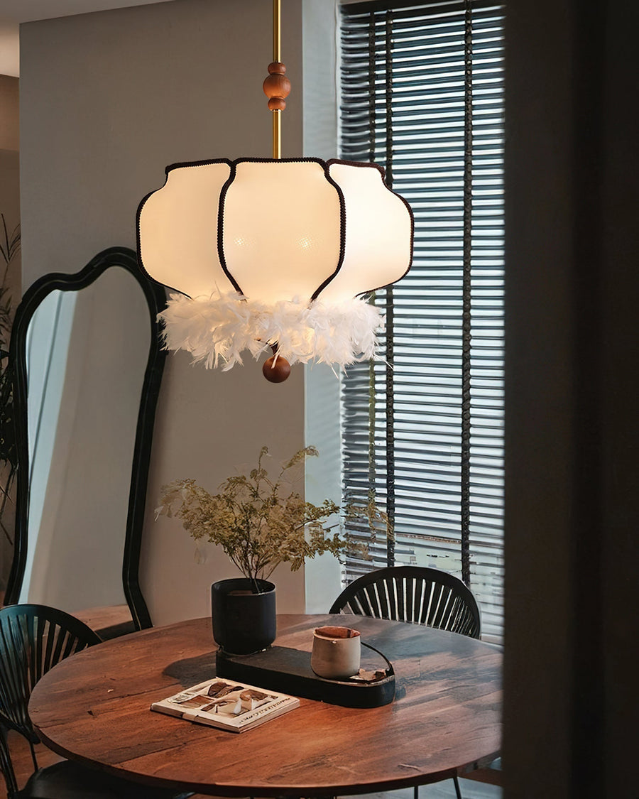Suspension Chrysanthème en tissu et bois – vue 2