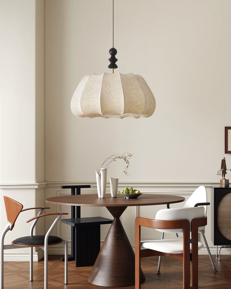 Suspension Chandelle en bois et tissu – vue 2