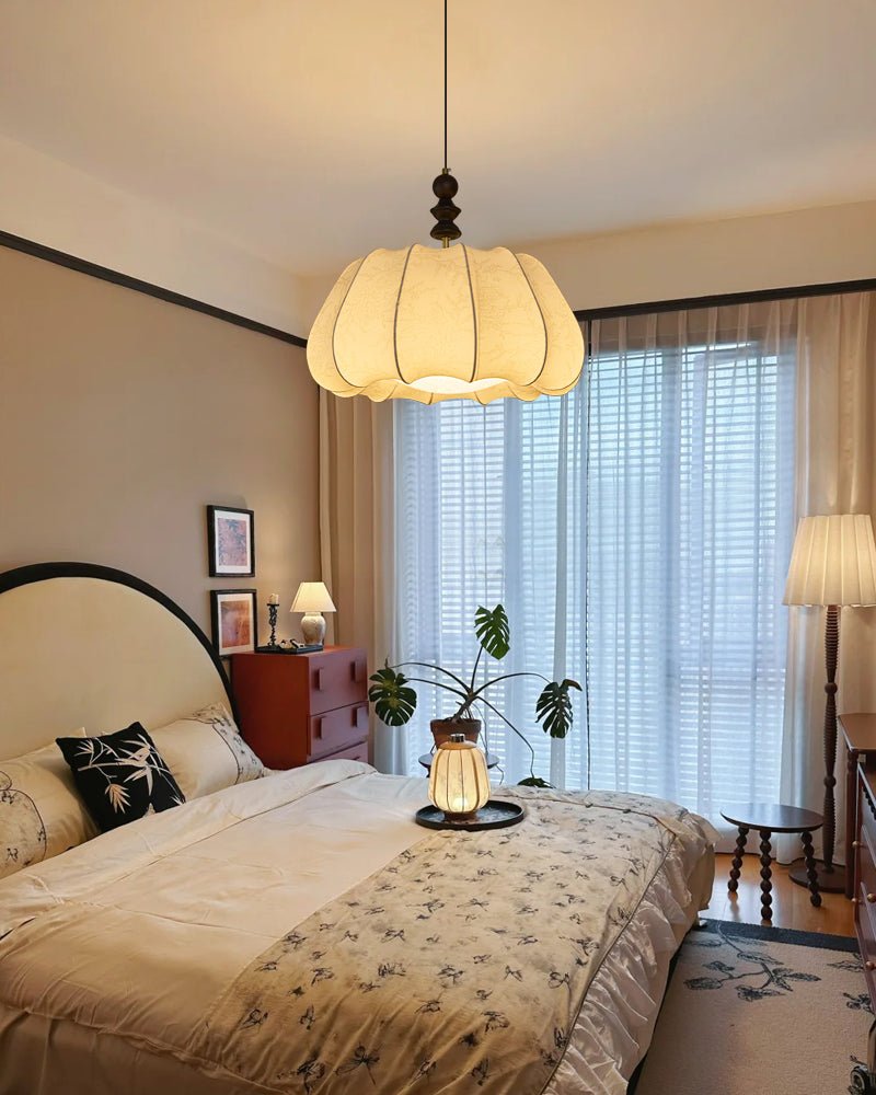 Suspension Chandelle en bois et tissu – vue 4