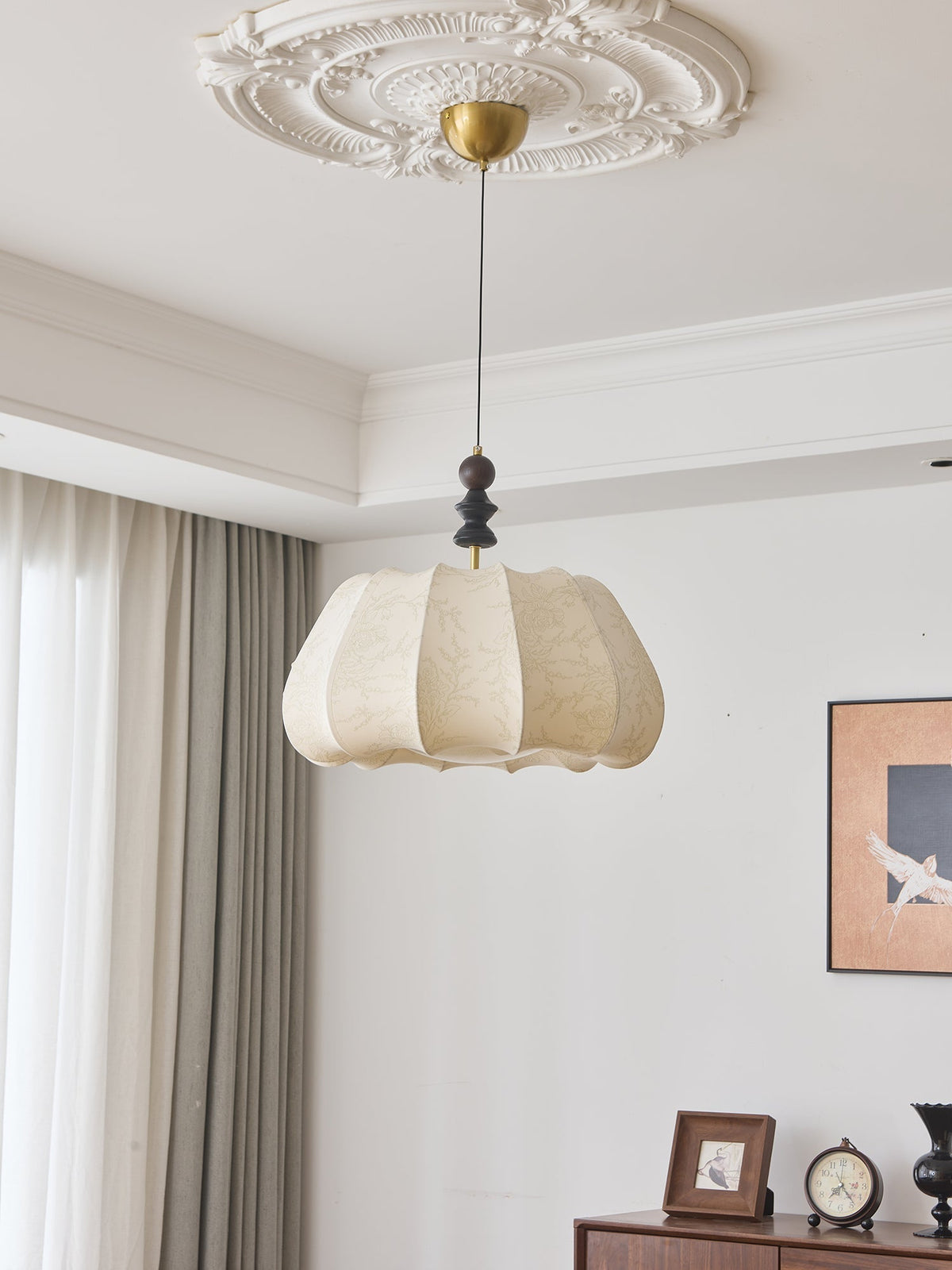 Suspension Chandelle en bois et tissu – vue 9