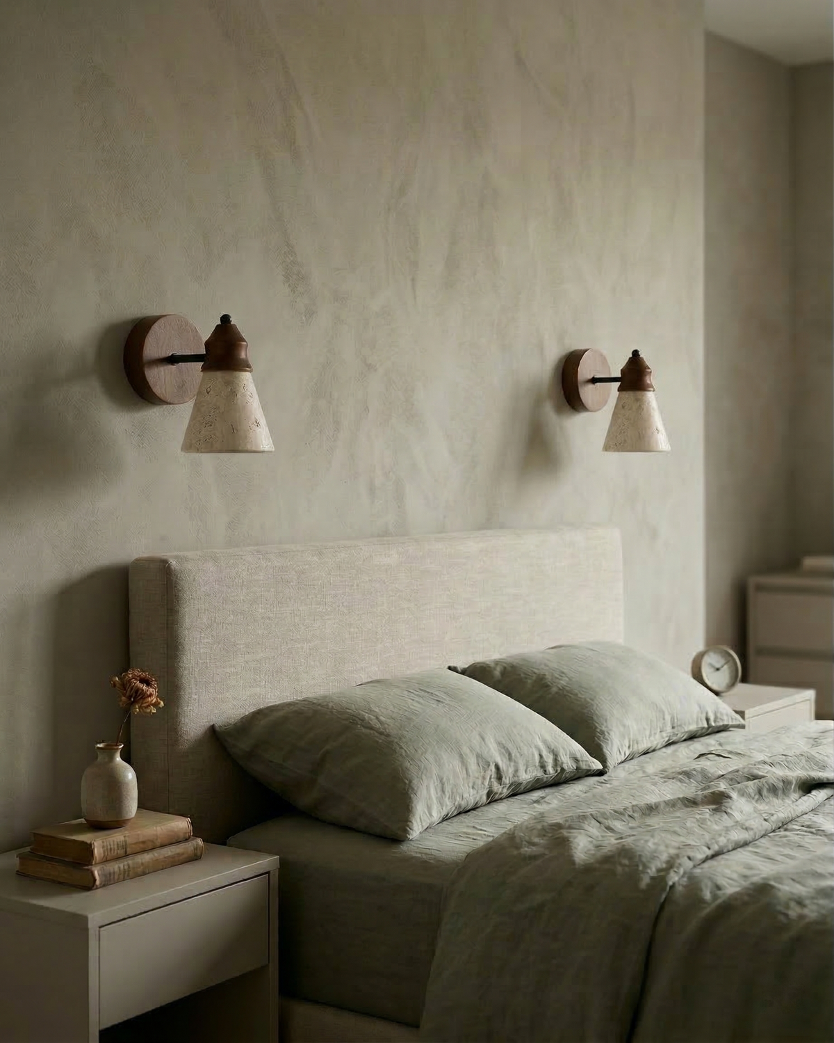 Applique Murale Safran en travertin et noyer – vue 2