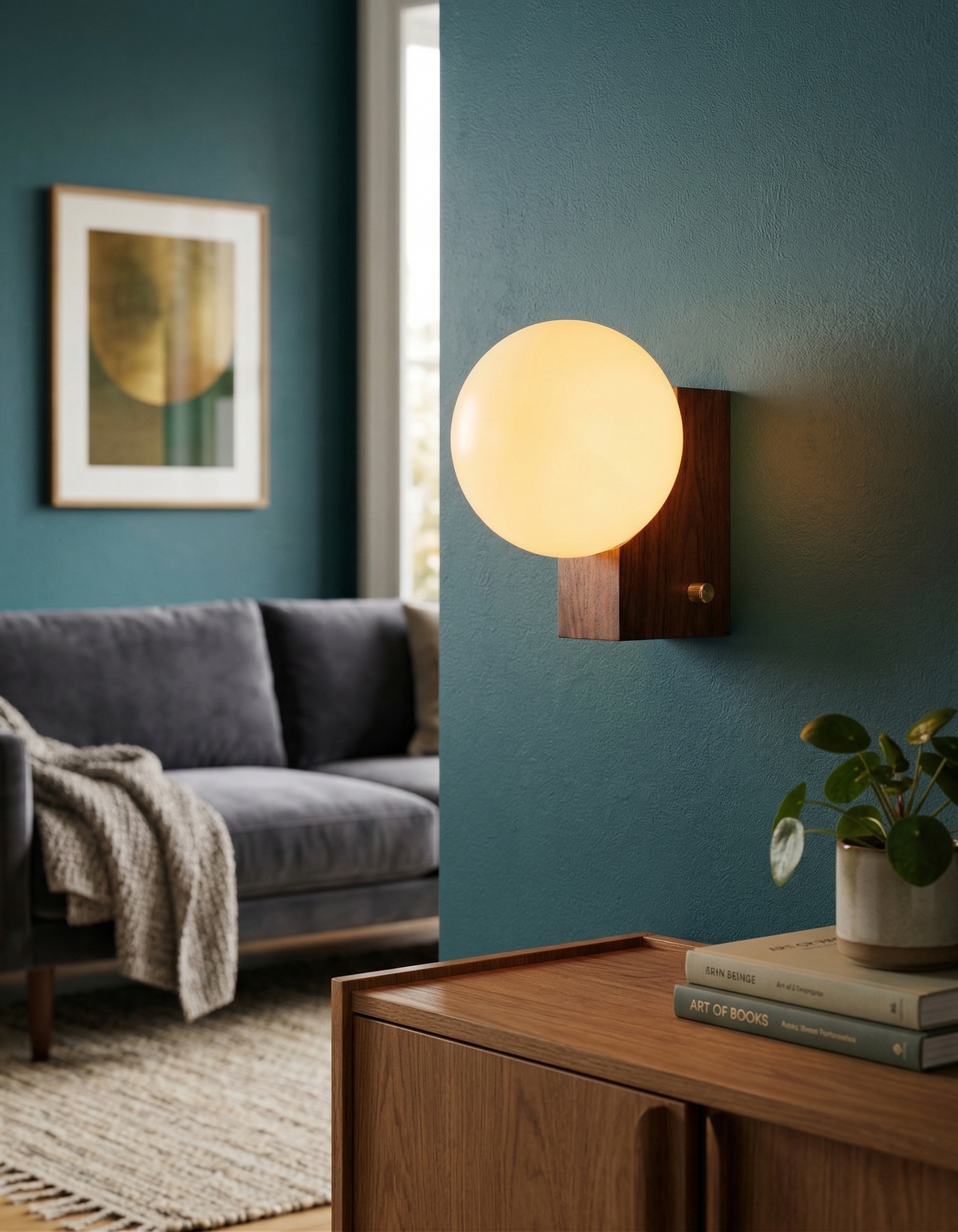 Applique Murale Épure, métal et globe opalin – vue 3