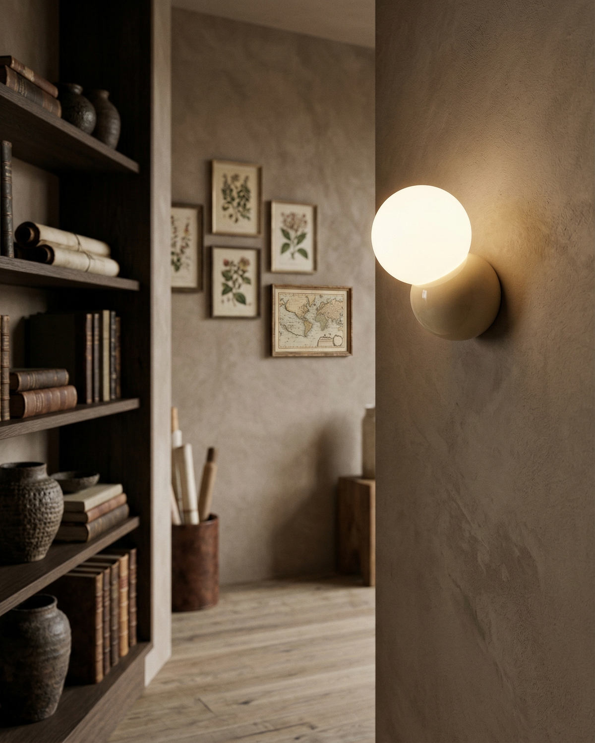 Applique Murale Sphère, métal laqué et opaline – vue 3