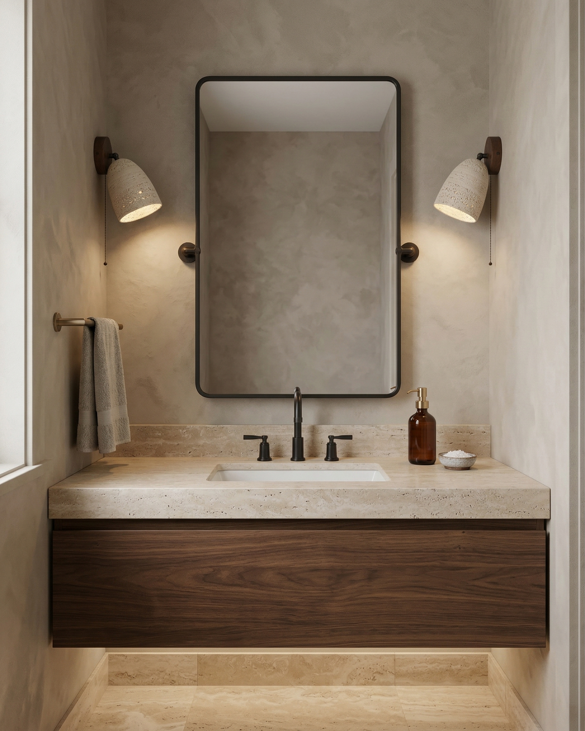 Applique Murale Tivoli en travertin et bois – vue 2