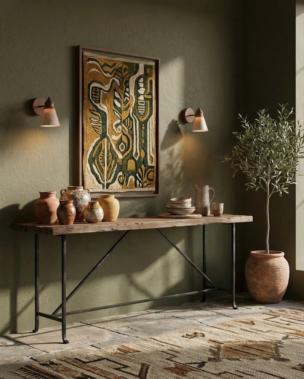 Applique Murale Safran en travertin et noyer – vue 3