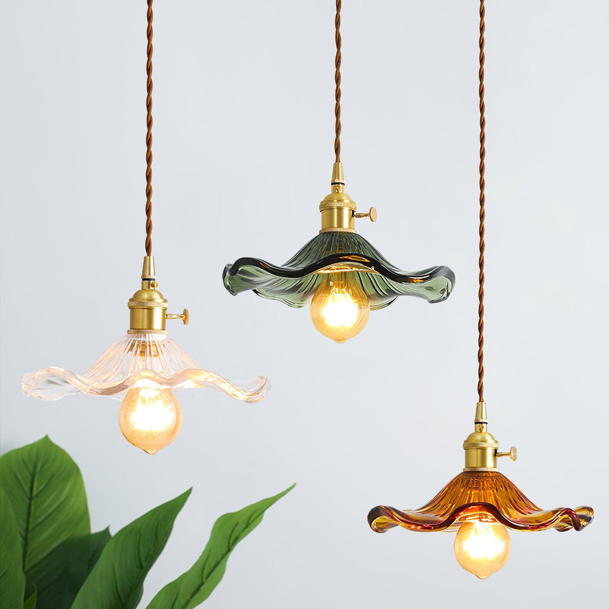 Suspension Arpège en verre et laiton – vue 4