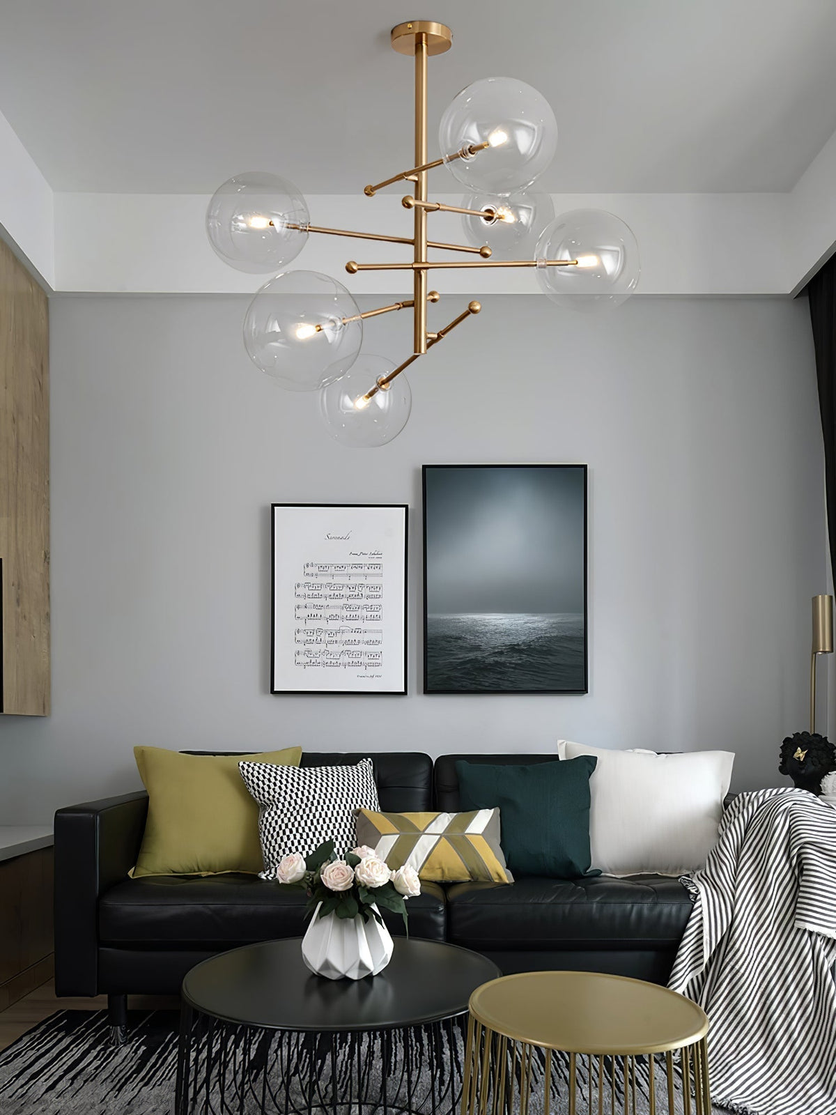 Lustre Boudoir en verre et métal – vue 8