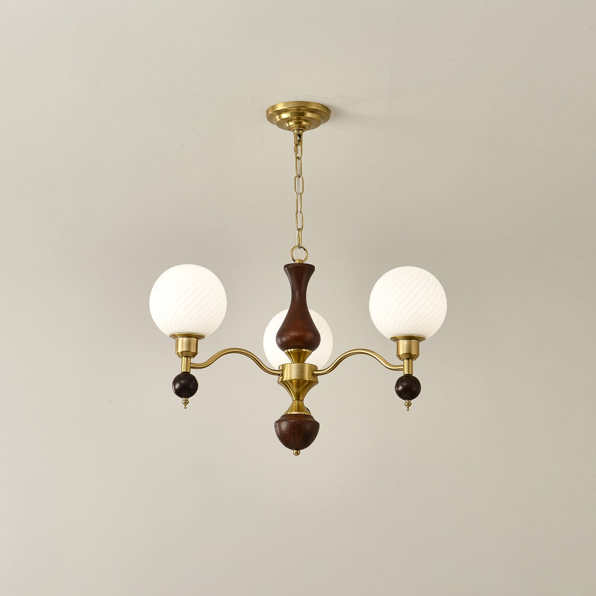 Lustre Bandol en noyer et verre – vue 5